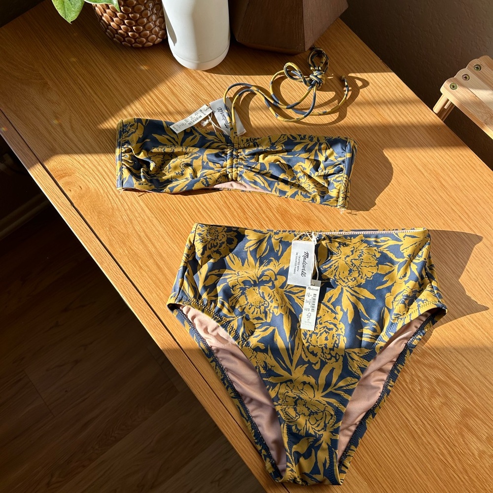 Madewell Cinched Halter Bikini High Waisted bottom Size Small
